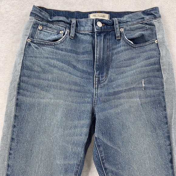 Madewell High Rise Slim‎ Crop Boy Jeans Medium Wash Denim 2 Tone Womens 26 - Picture 3 of 10